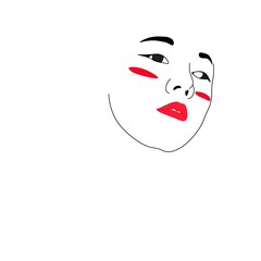 illustrazione viso ragazza cinese trucco minimale