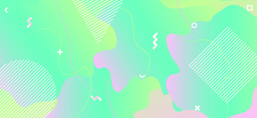 Memphis Pastel Poster. Geometric Liquid Shapes. 