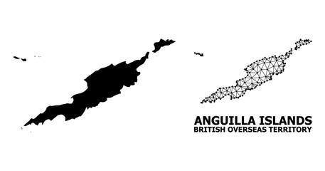 Naklejka premium Solid and Wire Frame Map of Anguilla Islands