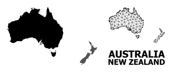 Solid and Network Map of Australia and New Zealand