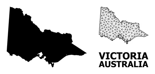 Foto op Plexiglas Solid and Wire Frame Map of Australian Victoria © Sergey