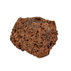 porous stone of solidified lava isolated on white background, real rock lava