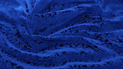 Abstract 3d rendered background with blue velvet fabric