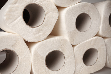 toilet paper rolls perforated close up