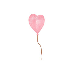 Colored hand drawn pink heart-shaped balloon, pattern for any holiday celebration design, party decoration