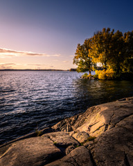 sunset over the lake