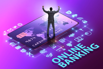 Online banking concept with businessman