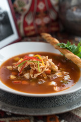 Turkish Red Lentil Soup with Homemade Noodles, Eriste Corbasi.