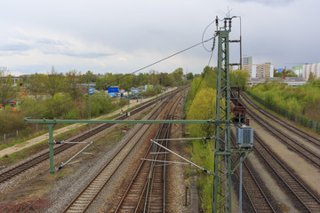 view of railroad curve from bridge
