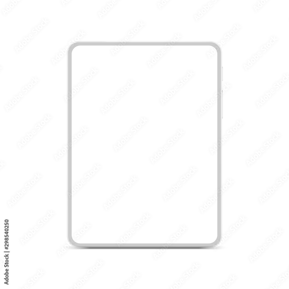 Poster white tablet with white screen new version in trendy thin frame - stock vector