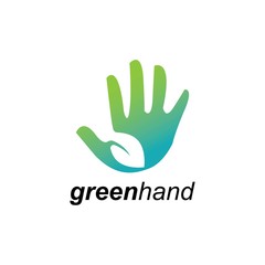 Leaf and hand logo design vector template