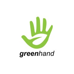 Leaf and hand logo design vector template