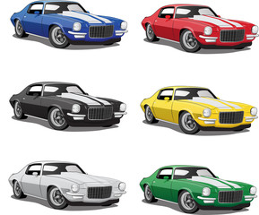 Classic Muscle Car in Multiple Colors