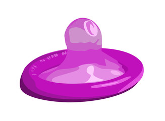 purple condom realistic vector illustration isolated - obrazy, fototapety, plakaty