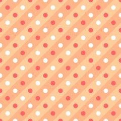 Seamless pattern with dots on diagonal lines. Vector design.