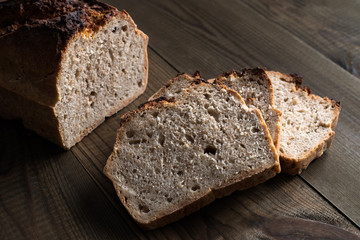 tasty bread baked at home, healthy homemade bread, bio ingredients