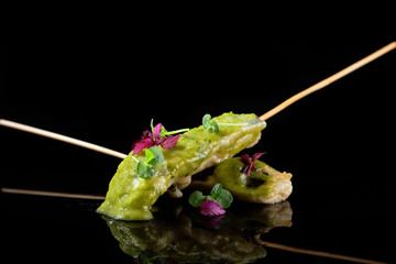 batter with green sauce