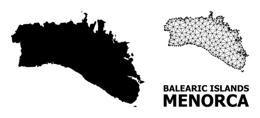 Obraz premium Solid and Carcass Map of Menorca Island