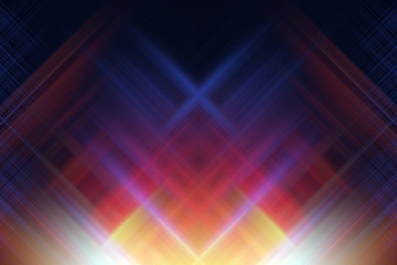 Symmetrical light rays crossing each other under 45 degree angle. Background for website, phone application, creative projects.