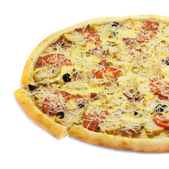 fresh pizza isolated on white background