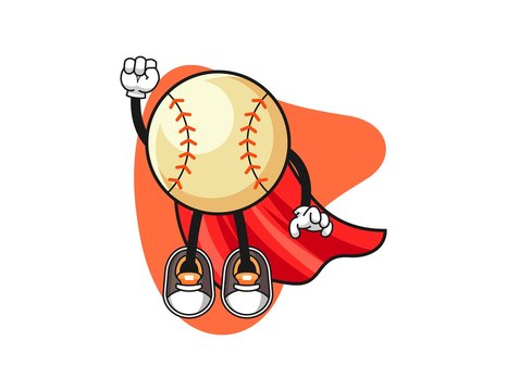 Baseball super hero cartoon. Mascot Character vector.