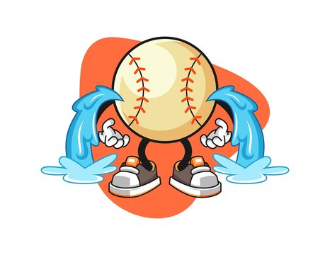 Baseball cry cartoon. Mascot Character vector.