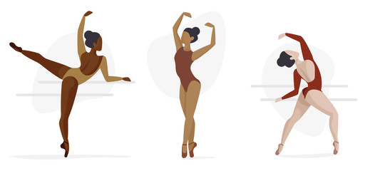 Set of Three Ballet Characters - Diversity Concept, Ballerinas  © Paleta Images