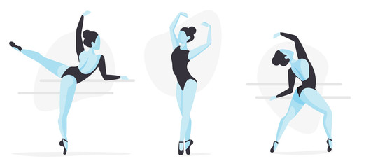 Set of Three Ballet Characters - Diversity Concept, Ballerinas