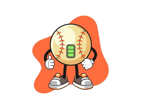 Baseball full power cartoon. Mascot Character vector.
