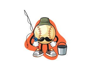 Baseball fisherman cartoon. Mascot Character vector.