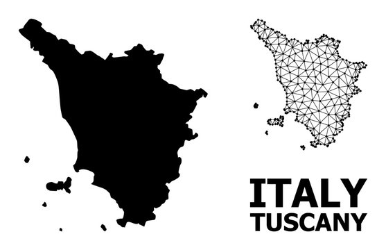 Solid and Wire Frame Map of Tuscany Region