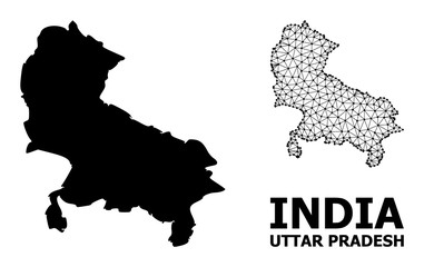 Obraz premium Solid and Wire Frame Map of Uttar Pradesh State
