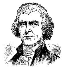Thomas Jefferson, vintage illustration - obrazy, fototapety, plakaty