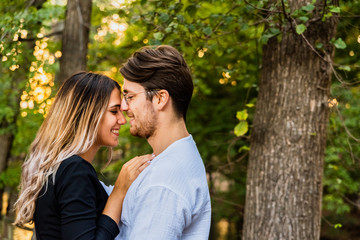 Naklejka premium Newly in love couple walk planning their life in common.
