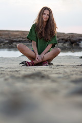 Cyprus-Ayia Napa - Female model on the coast.