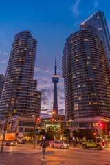 Fototapeta na wymiar TORONTO, ONTARIO / CANADA - SEPTEMBER 20 2019: Toronto downtown. Evening