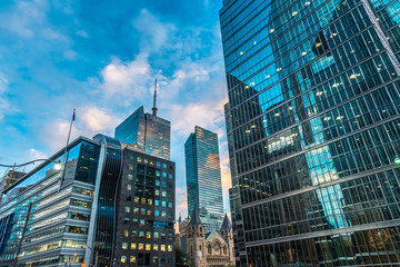 TORONTO, ONTARIO / CANADA - SEPTEMBER 20 2019: Toronto downtown. Evening