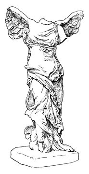 Nike Samothrace Vintage Illustration.