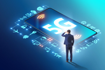 Businessman in 5g high internet speed concept