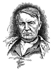 Thomas Alva Edison, vintage illustration - obrazy, fototapety, plakaty