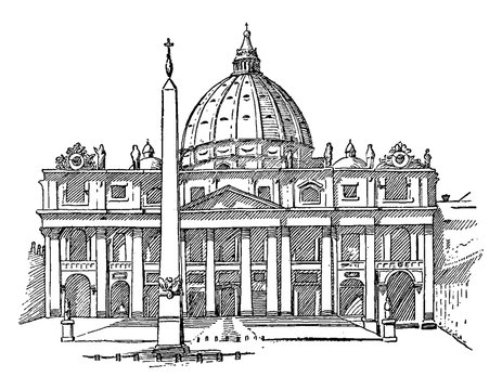 st peter's basilica black and white drawing clip art preview
