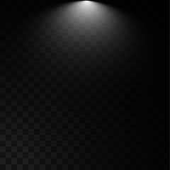 Fototapeta na wymiar Solo downfall spotlight on transparent dark background