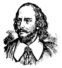 William Shakespeare, vintage illustration - obrazy, fototapety, plakaty