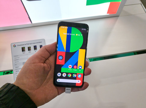 Google Pixel 4 phone in a hand
