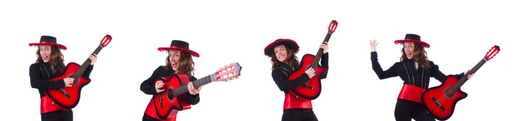 Guitar player isolated on the white