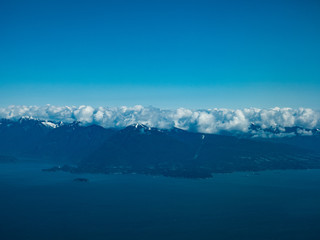 Aerial view of Vancouver bay and mountain