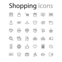 Thin line icons set shopping, e-commerce collection outline web. Vector illustration eps10.