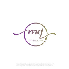 Initial handwriting logo MQ Letter Signature template vector.