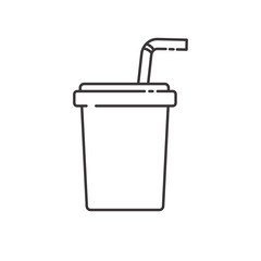 Disposable cup vector illustration with simple black line design. Drink icon
