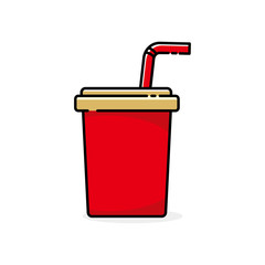 Disposable drink cup with red color isolated on white background. Drink icon 